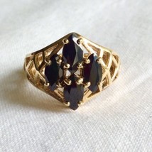 Art Deco 3ct. Natural Deep Blue Sapphire Sterling Silver And Gold Ring - £88.62 GBP