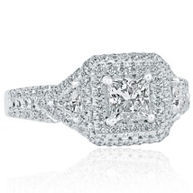 GIA Certified 1.39 TCW Princess Cut Diamond Engagement Ring 18k White Gold - £3,913.85 GBP