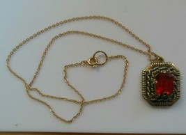 Vintage Sarah Coventry Red Faceted Prong-set Pendant Necklace - £14.78 GBP