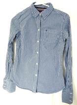 AMERICAN EAGLE WOMENS DRESS SHIRT Button Down Collar Blue Plaid LS Top B... - $8.97