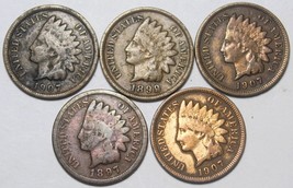 Lot of 5 Indian Head Pennies #A180 - $8.32