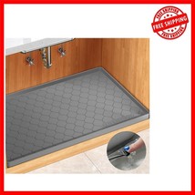 Multi-Purpose 34&quot; x 19&quot; Dark Gray Silicone Under Sink Mat &amp; Kitchen Orga... - $50.48