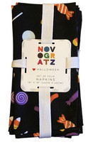 Novogratz Halloween Candy Corn Pumpkin Fabric Napkins 18x18&quot; Set of 4 Black - £25.30 GBP