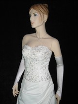 23&quot; White Fingerless Satin Stretch Wedding Bridal Opera Prom Party Glove... - £7.98 GBP