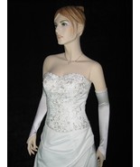 23&quot; White Fingerless Satin Stretch Wedding Bridal Opera Prom Party Glove... - £7.96 GBP