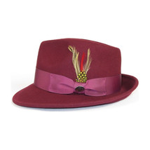 Men BENTLY HEADWEAR Hat Australian Wool Pinch Front Fedora Lite HU425 Burgundy image 3
