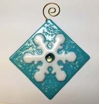 Jumbo Snowflake Fused Glass Christmas Tree Ornament - £19.18 GBP