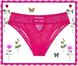 $35 Berry L Victoria&#39;s Secret Luxe Lingerie High-Rise Zebra Lace Brazilian Panty - £15.89 GBP