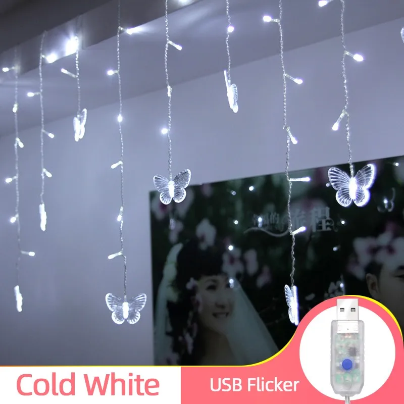 USB LED Christmas  Gar Light String Fairy Curtain Lights Outdoor For Holiday Par - £94.06 GBP