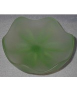 Vintage Viking Glass Green Frosted Satin Six Petal Compote - $34.23 CAD