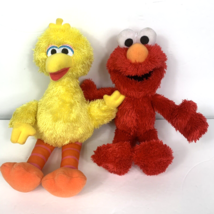 Sesame Street Hasbro 10&quot; Big Bird and Elmo Plush Lot 2013 Sewn Eyes - £15.54 GBP