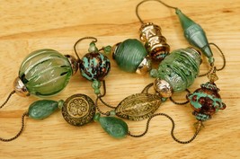 Costume Jewelry Verdigris Copper Teal Green Lucite Beaded Statement Necklace - £11.86 GBP