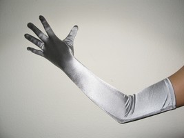 Womens 23&#39;&#39; Long Silver Party Dance Prom Bridal Opera Costume Opera Gloves   - £7.98 GBP
