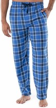 IZOD Men&#39;s Flannel Pajama Lounge Pants LARGE Blue Navy Plaid New - £21.34 GBP