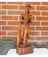 VTG Genuine Spanish Wood Hand Carved Medieval Troubadour 20&quot;Sculpture Sp... - $158.35