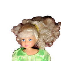 Vintage 1992 Kid Core Doll Girl Blonde Curly Hair Blue Eyes w/ Green Dre... - $18.39