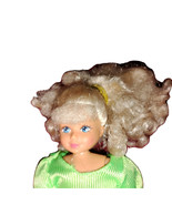 Vintage 1992 Kid Core Doll Girl Blonde Curly Hair Blue Eyes w/ Green Dre... - $23.96 CAD