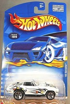 2001 Hot Wheels Mainline/Collector #109 &#39;65 CORVETTE White w/Chrome 5 Spokes - £6.31 GBP