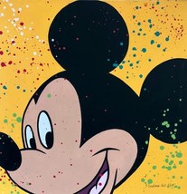 Paulina Del Mar &quot; Mickey En Jaune &quot; Art Famous Disney Personnage - £252.43 GBP