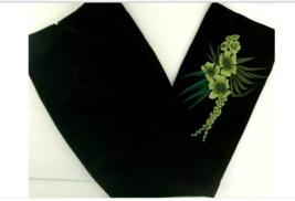 Dana Buchman Pants Women&#39;s 8 Cocoa Brown Silk Linen Embroidered Black Label - £19.46 GBP