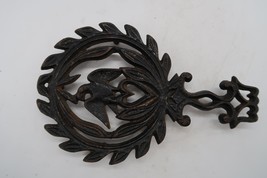 Vtg John Wright Trivet Cast Iron Eagle and Heart w/ Laurel Serveware Han... - $12.00