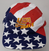 Vintage Team USA Hockey Oympics US Flag Snapback Baseball Hat Cap 90s 1990s - £77.61 GBP