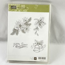 Stampin Up Bells &amp; Boughs Christmas 121142 Poinsettia Holly - $10.14