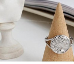 25 sterling silver open ring retro portrait geometric round card party girl friend gift thumb200