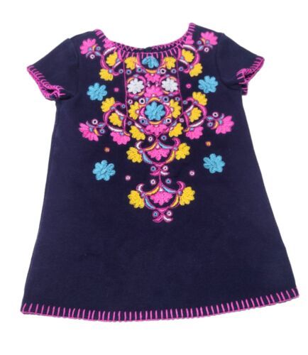 Osh Kosh Genuine Kids Thick Embroidered Dress Toddler Girl Size 2T Keyhole Back - $9.49