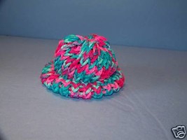 Pink &amp; Blue Knit Cap Hat Sock Monkey/doll NEW Handmade - $6.99