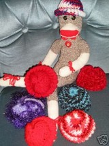 Red-Wht-Blue Knit Cap Hat Sock Monkey/doll NEW Handmade - £5.52 GBP