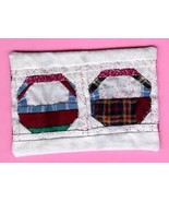 Baskets Fabric Pieced mini Quilt ACEO Handquilted OOAK - £7.87 GBP