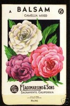 1920s Flower seed Packet Lago Balsam Camellia Mixed - £7.81 GBP