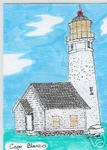 Cape Blanco Oregon Coast Lighthouse ACEO Hand Decorated - £7.81 GBP