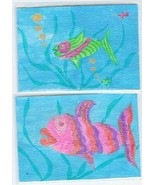 Lippy &amp; Super Fish ACEO&#39;s 2 Original drawing/paintings - £15.72 GBP