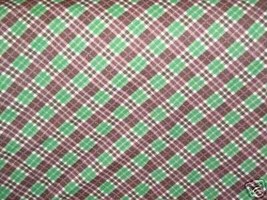 1 Yard Vintage Cotton Fabric Green_Brown Plaid 35 1/2&quot;w - $10.00