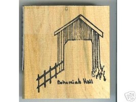 Bohemiah Hall Covered Bridge Oregon rubber stamp signed - $11.95