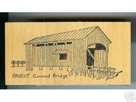 Ernest Covered Bridge Oregon rubber stamp signed - $12.99