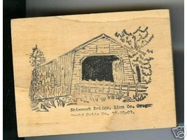 Shimanek Covered Bridge Oregon rubber stamp signed - $12.99