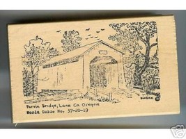 Parvin Covered Bridge rubber stamp Oregon - £10.19 GBP