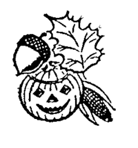 Fall Jack o Lantern Acorn Corn Rubber Stamp Halloween - £6.37 GBP