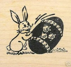 Easter Bunny Rolling Egg rubber stamp - £6.39 GBP