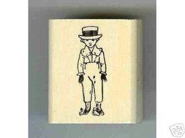 Kate Greenway rubber stamp Boy Dressed Up in Hat - $6.00