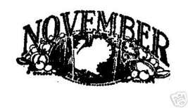 November Month Rubber Stamp fall Turkey thanksgiving - £10.71 GBP
