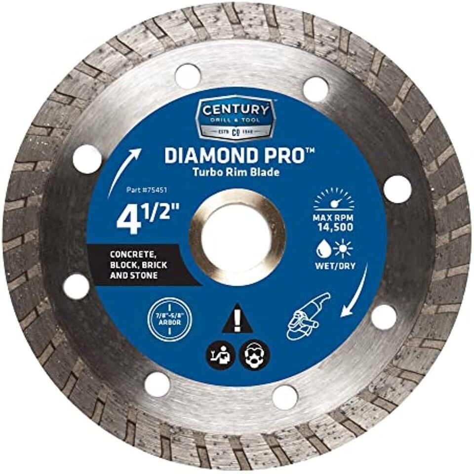 Century Drill &amp; Tool 75451 Diamond Turbo Rim Blade, 4-1/2&quot; - $27.03