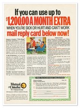 Mutual of Omaha Health Insurance $1200/Month Vintage 1972 Full-Page Maga... - $9.70