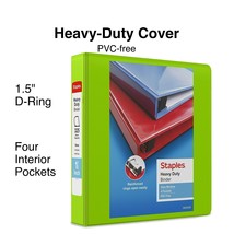 Staples Heavy-Duty 1.5&quot; 3-Ring View Binder Chartreuse (24676-US) 56320-C... - £20.33 GBP