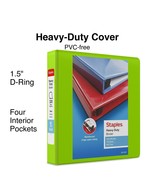 Staples Heavy-Duty 1.5&quot; 3-Ring View Binder Chartreuse (24676-US) 56320-C... - £20.45 GBP