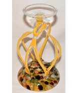 Jozefina Krosno Hand Blown Art Glass Jelly Fish Compote Yellow Cased Gla... - £51.91 GBP
