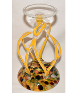 Jozefina Krosno Hand Blown Art Glass Jelly Fish Compote Yellow Cased Gla... - £51.32 GBP